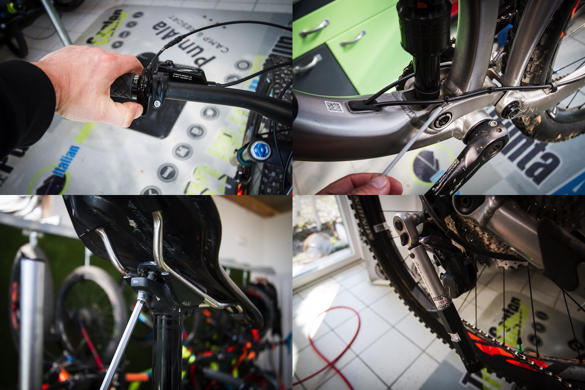 The last things to check include the seat post bolts, the action of the remote for the seat post and that all the cables are in the right place and tied down correctly. We recommend one final pass with the torque wrench.